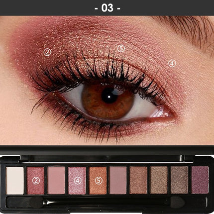 FOCALLURE 10 Warna Eyeshadow Palette Nude eye shadow with Brush