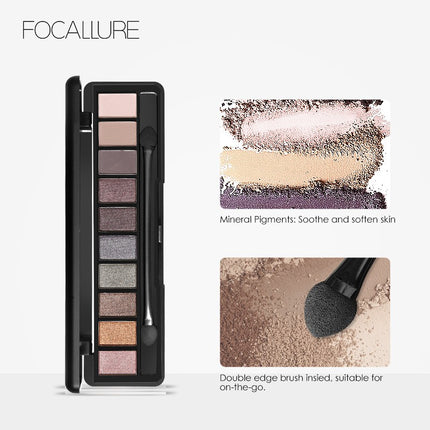 FOCALLURE 10 Warna Eyeshadow Palette Nude eye shadow with Brush