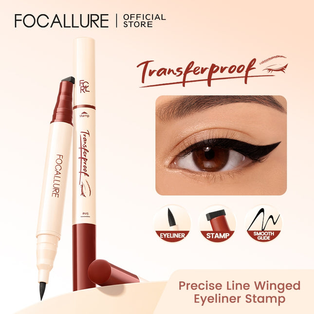FOCALLURE 2-in-1 Eyeliner Stamp Waterproof Precise Line Winged Black