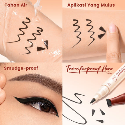 FOCALLURE 2-in-1 Eyeliner Stamp Waterproof Precise Line Winged Black