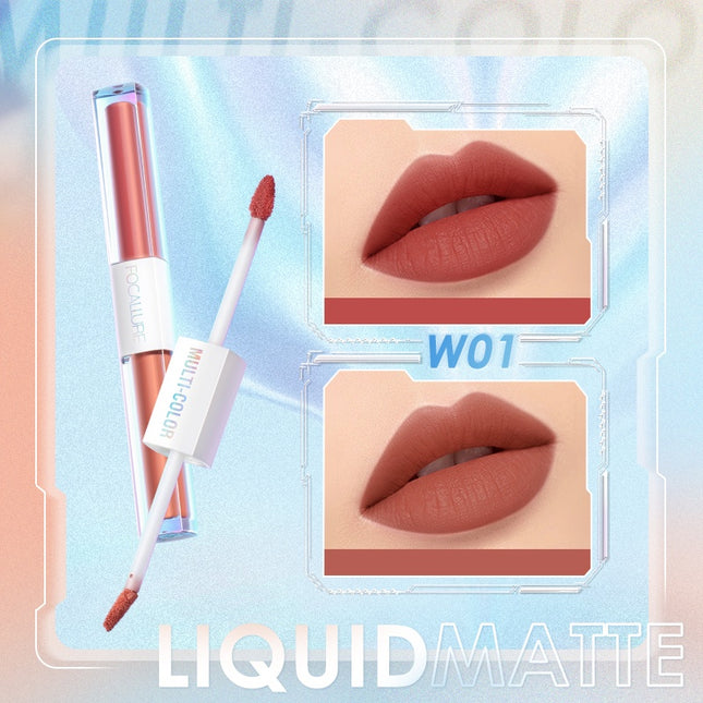 FOCALLURE 2 In 1 Liquid Lipstick Matte Dual Stick Tahan Lama Hingga 16 Jam