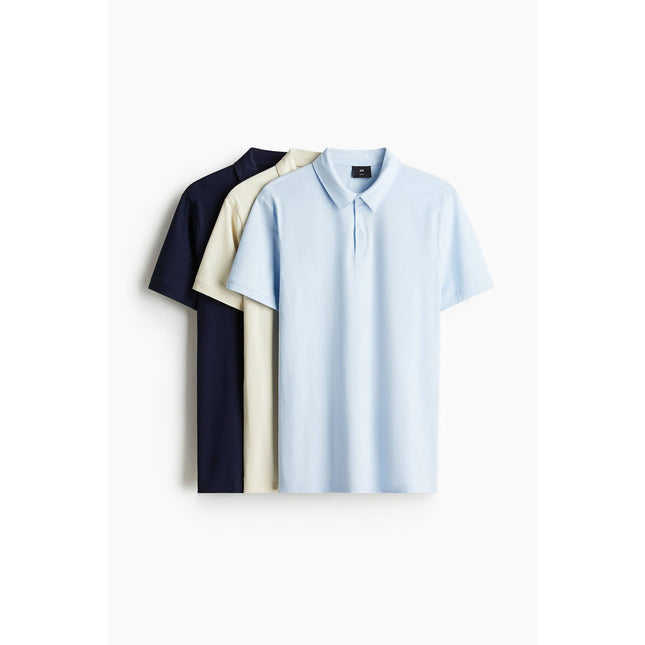 H&M Pria 3-Paket Kaos Polo Slim Fit