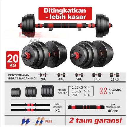 Dumbbell set peralatan fitness barbel set 20 kg