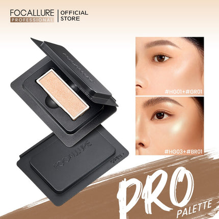FOCALLURE 3D Highlighter Contour Bronzer DIY Palette Fine Powder Pro-Palette