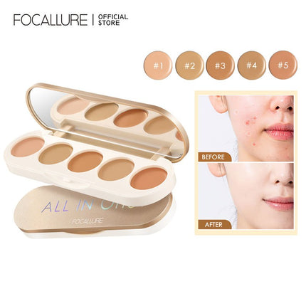 Focallure 5 in 1 Concealer Palette High Coverage Matte Powder-#GoldenAge
