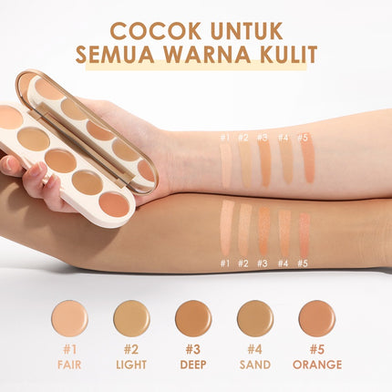 Focallure 5 in 1 Concealer Palette High Coverage Matte Powder-#GoldenAge