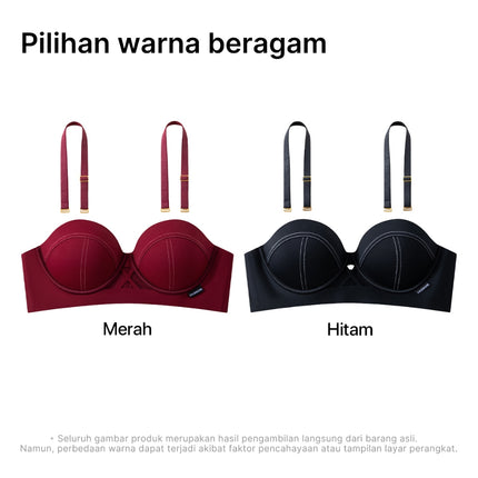 Greney- Bra Vintage Gaya Prancis Desain silang berlubang Bentuk natural  Menopang dengan baik Tali bahu dapat dilepas tipis atas tebal bawah Jahitan detail 88880012