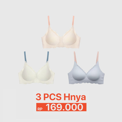 GRENEY-Gbras-Paket bra (3PCS) Bra Gelombang Gesper 2 Push Up Bra Wanita busa tipis Tanpa Kawat-89418