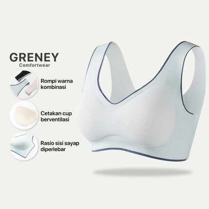 GRENEY-Gbras- Bra Rompi Warna Kombinasi Pakaian Dalam Push Up Bra Wanita Sport Tanpa Kawat Busa 89661