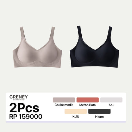 GRENEY-Gbras-(2pcs)Bra Bigsize Tali Bra Lebar Bergesper Pakaian Dalam Push Up Bra Wanita Sport Tanpa Kawat Busa Bh 89667