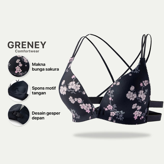 GRENEY-G.Flower-Sakura- Bra One-piece Gesper Depan-89710