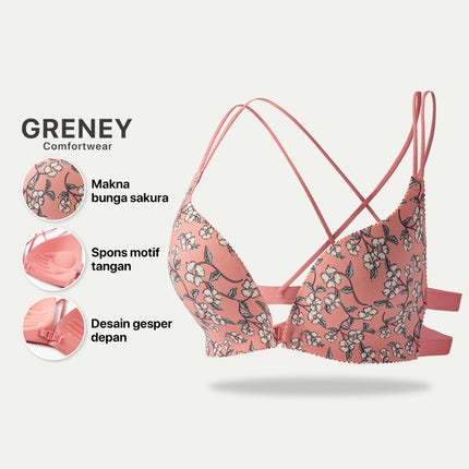 GRENEY-G.Flower-Bunga Plum- Bra One-piece Gesper Depan-89711