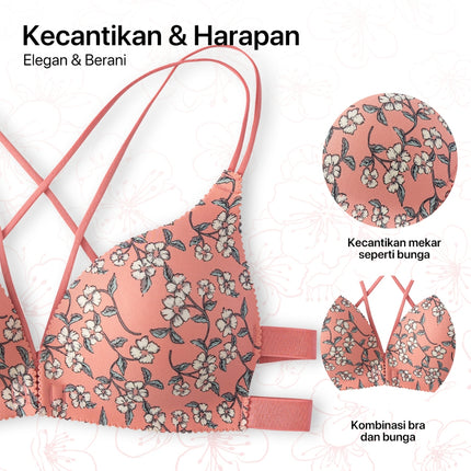 GRENEY-G.Flower-Bunga Plum- Bra One-piece Gesper Depan-89711