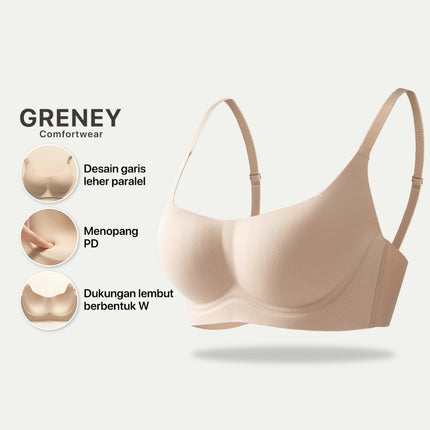 GRENEY - Gbras - Bra Cup Candy bra wanita One-piece sekaligus tanpa kawat seamless menopang dengan gesper nyaman - 89740