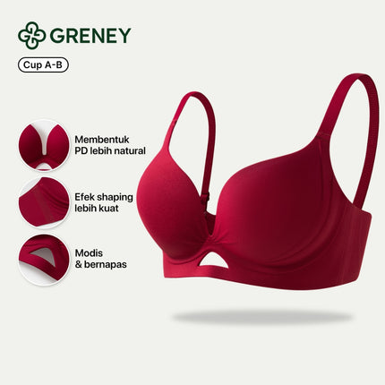 Greney-Bra Push Up W Sayap Tinggi Cup 3D Soft bone di sayap menutupi lipatan nakal Membentuk PD bulat & penuh Bagian bawah berbentuk W, cup tebal, menopang kuat 89972