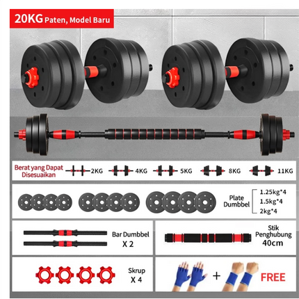 Dumbbell set peralatan fitness barbel set 20 kg