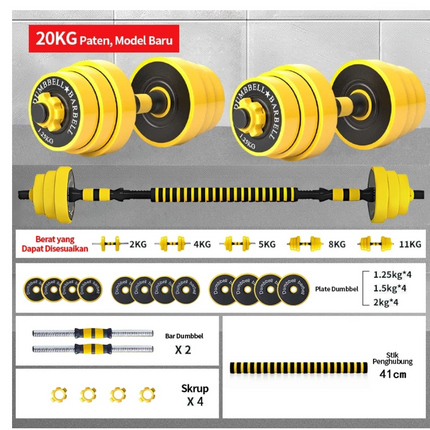 Dumbbell set peralatan fitness barbel set 20 kg