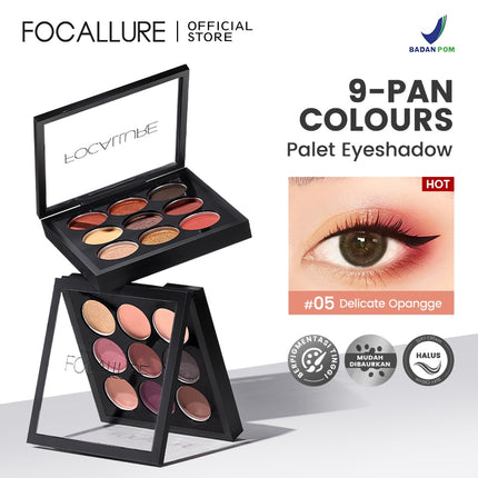 FOCALLURE 9 Warna Eyeshadow palette mata kosmetik