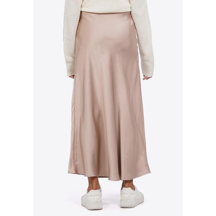 COLORBOX A-Line Satin Long Skirt Beige