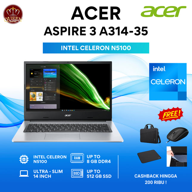 ACER ASPIRE 3 A314-35 | INTEL CELERON N5100 | 8GB RAM | SSD 512GB | 14 INCH