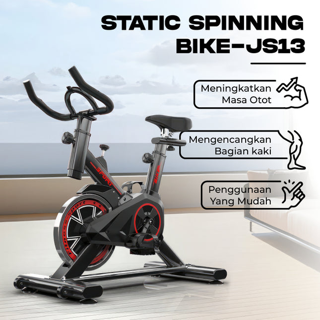 Alat Olahraga Sepeda Statis Spinning Bike LCD Monitor Adjustable Seat Exercise Statis Bike
