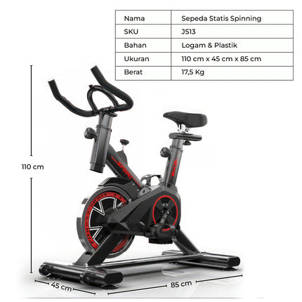 Alat Olahraga Sepeda Statis Spinning Bike LCD Monitor Adjustable Seat Exercise Statis Bike