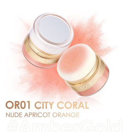 FOCALLURE#AmberGold Blush Powder High Pigmented Multiple-use