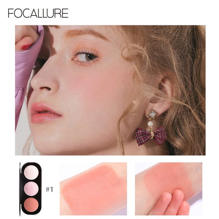 FOCALLURE Blush on Highlighter Eyeshadow 3in1 Palette