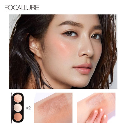 FOCALLURE Blush on Highlighter Eyeshadow 3in1 Palette