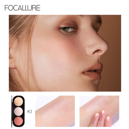 FOCALLURE Blush on Highlighter Eyeshadow 3in1 Palette
