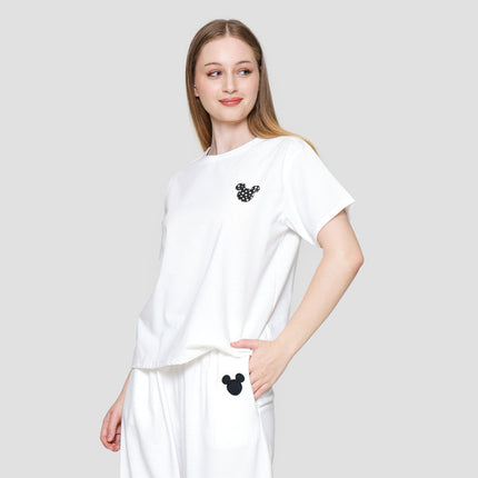 Disney Bordir Mickey Kaos Lengan Pendek Wanita 122304346