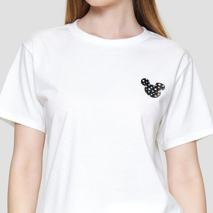 Disney Bordir Mickey Kaos Lengan Pendek Wanita 122304346