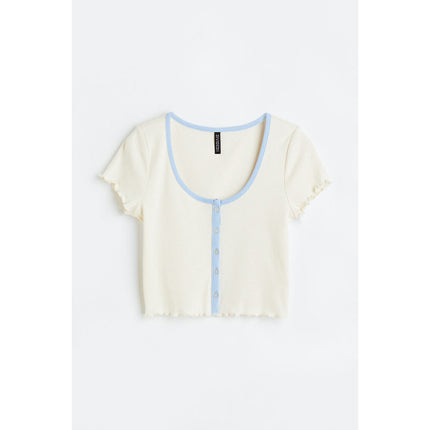 H&M Wanita Button-front cropped top