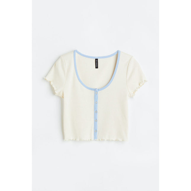 H&M Wanita Button-front cropped top