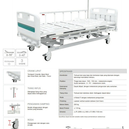 BED PATIENT 3 CRANK MANUAL ABS