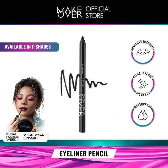 MAKE OVER Eye Liner Pencil - Eyeliner Creamy Pigmented Intense Pekat Smudgeproof Presisi