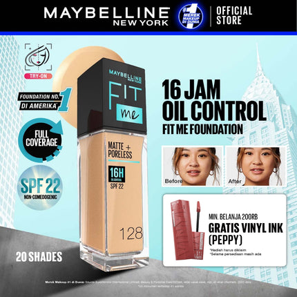 MAYBELLINE Fit Me Matte + Poreless Liquid Foundation Make Up 30ml SPF 22