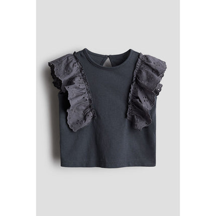 H&M Anak Perempuan Frill-trimmed cotton top 1237072_3