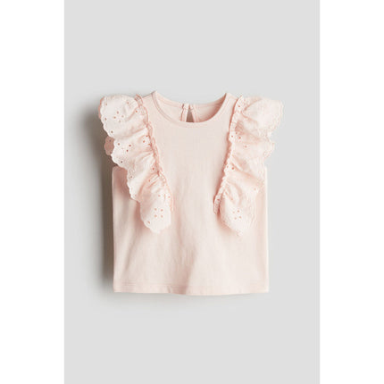 H&M Anak Perempuan Frill-trimmed cotton top 1237072_3