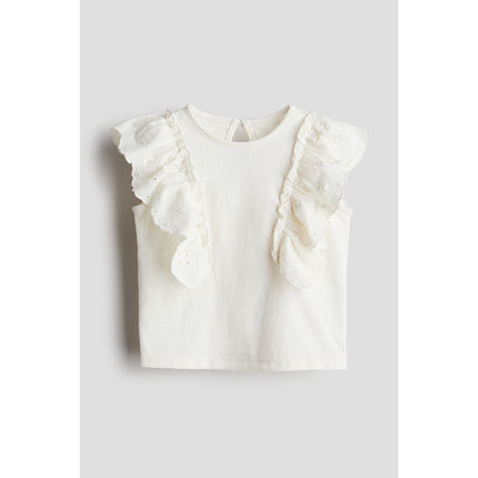 H&M Anak Perempuan Frill-trimmed cotton top 1237072_3