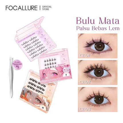 FOCALLURE Glue-Free False Eyelashes 3D Natural Curly Reusable 30-36 Cluster