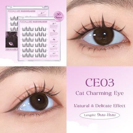 FOCALLURE Glue-Free False Eyelashes 3D Natural Curly Reusable 30-36 Cluster