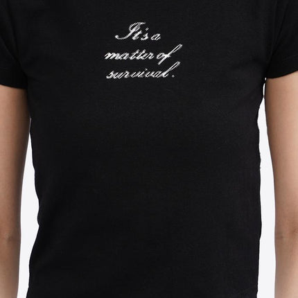 COLORBOX Graphic T-Shirt with Asymmetric Hem Black