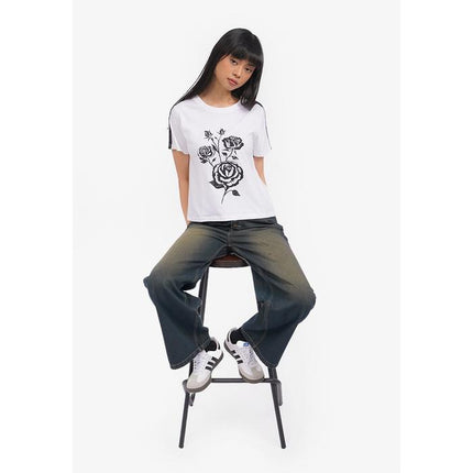 COLORBOX Graphic T-Shirt with Lace Details Off White