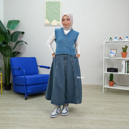 JINISO - Highwaist Rok A-Line Jeans Panjang 903 SEVENTY