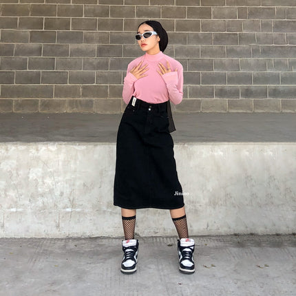 JINISO - Highwaist Rok Button Jeans Panjang 988 SEVENTY