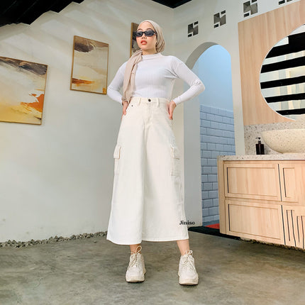 JINISO - Highwaist Rok Cargo Jeans Panjang 984 SEVENTY
