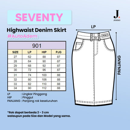 JINISO - Highwaist Rok Slit Jeans Panjang 901 SEVENTY