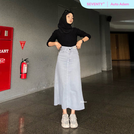 JINISO - Highwaist Rok Slit Jeans Panjang 999 SEVENTY