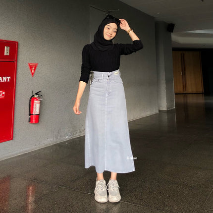 JINISO - Highwaist Rok Slit Jeans Panjang 999 SEVENTY